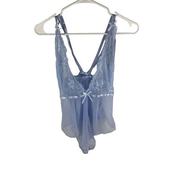 NWT Oh la la Cheri Blue Lace Teddy Lace Lingerie Nylon Spandex Bodysuit Size S/M - Picture 1 of 12
